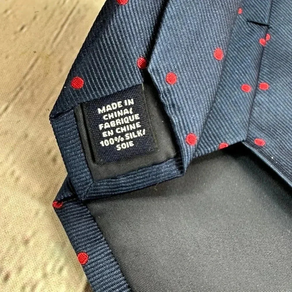 Lands' end navy red dot silk Tie